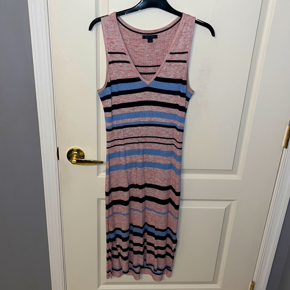 Small Tommy Hilfiger pink and blue striped sweater dress